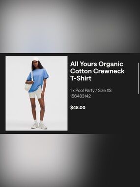 Lululemon All Yours Organic Cotton Crewneck T Shirt Sz XS